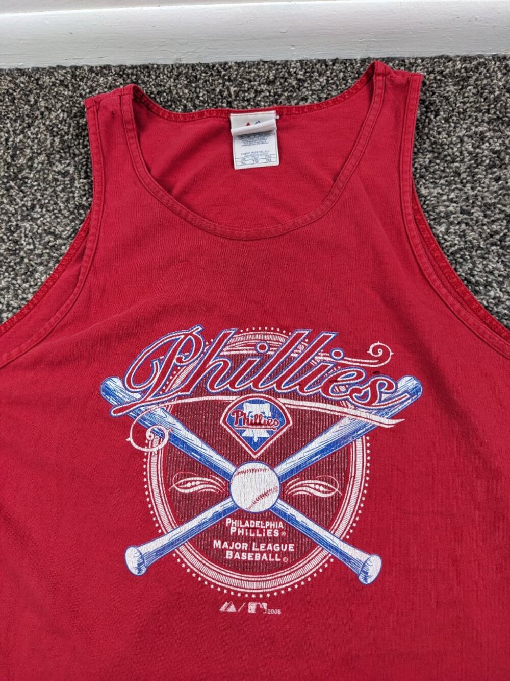 Vintage 2006 Philadelphia Phillies Tank Top Shirt Majestic Mens XL USA Made Flaw